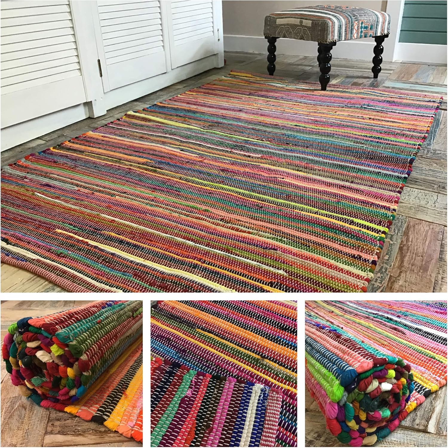 Second Nature Online Tapis De Chiffon Chindi cologique Arc en Ciel