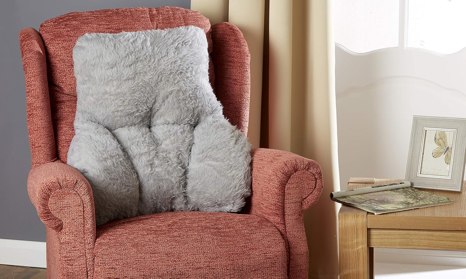 Diana Cowpe Fleece Back Support Cushion (Grey) Amazon.co.uk Kitchen