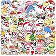 50Pcs Kawaii Sanrio Christmas Sticker, Cute Anime Hellokitty Kuromi Mymelody Waterproof Vinyl Stickers for Girl Teen Kids Adult Water Bottle, Laptop, Phone, Computer, Guitar, Notebook