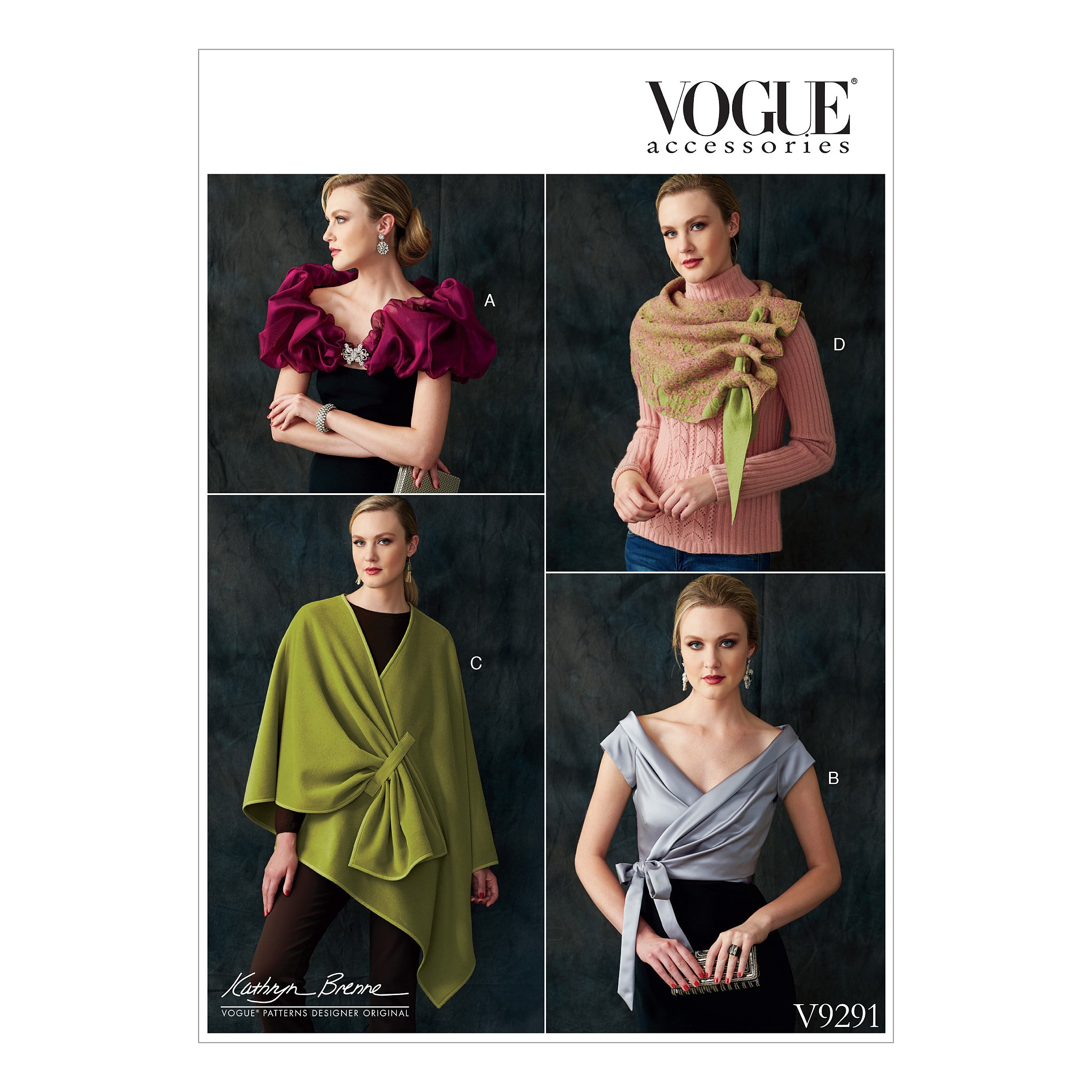 Vogue Patterns Misses Wraps/Shrug And Scarf, Tissue, Multi-Colour, 15.00 x 0.5 x 22.00 cm