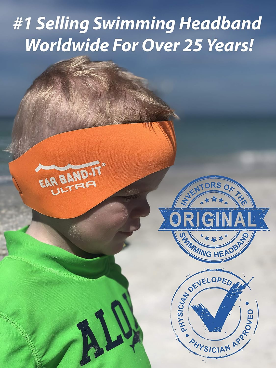 Ear Band-It Swimming Headband (Keep Water Out, Hold Earplugs in) Doctor Recommended Medium (ages 3-8) Black - Image 4
