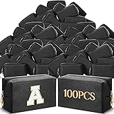 Cunno 100 Pcs Cosmetic Bags Bulk PU Leather Makeup Pouch Small Pouch Bag DIY Toiletry Bags Preppy Aesthetic Travel Storage Organizer for Women Travel Valentine's Day Party Gift(Black)