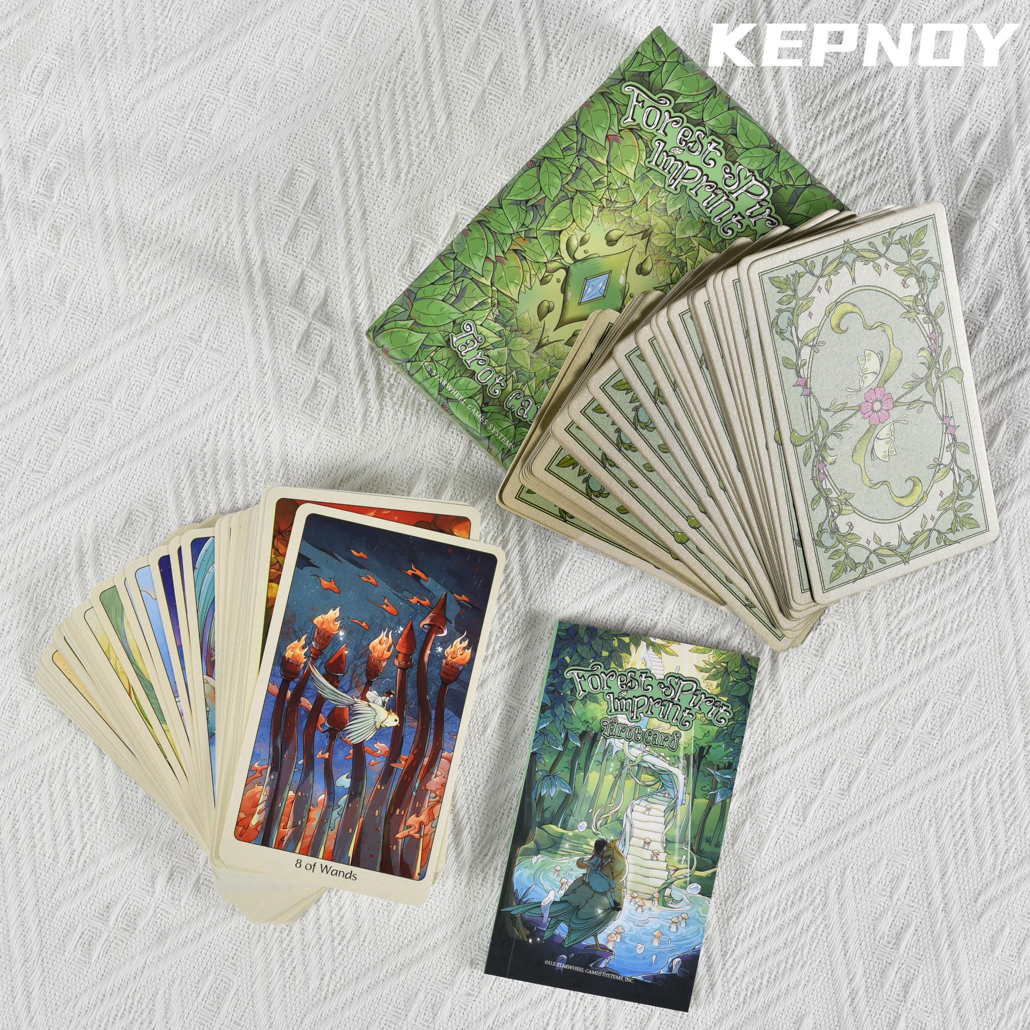 KEPNOY Forest Spirit Imprint Tarot Card(Standard Edition),Deck in a Tin Cards,Fortune Telling Game,Divination Tools for All Skill Levels,Guidebook,Divination Cards