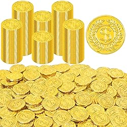120 PCS Gold Coins, 1.4 in Plastic Gold Coins, 0.08