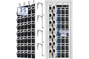ZEBRICOLO over the door shoe organizer,2024 upgraded,shoe organizer,35 Huge pockets,over door shoe organizer,Store size 13 shoes,shoe organizer,Strong material,hooks Suitable for various doors,black/white