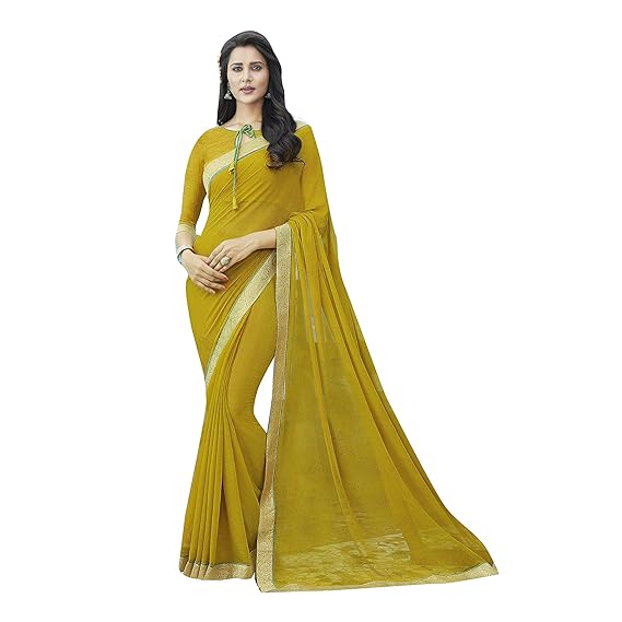 Womens Pure Silk Printed Saree (BLUECITY3008SSR1, Yellow)