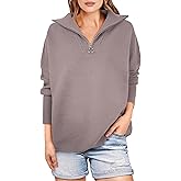 ANRABESS Women Quarter Zip Oversized Casual Loose Rib Knit Cozy Pullover Sweaters Top 2025 Fall Fashion Outfits Clothes