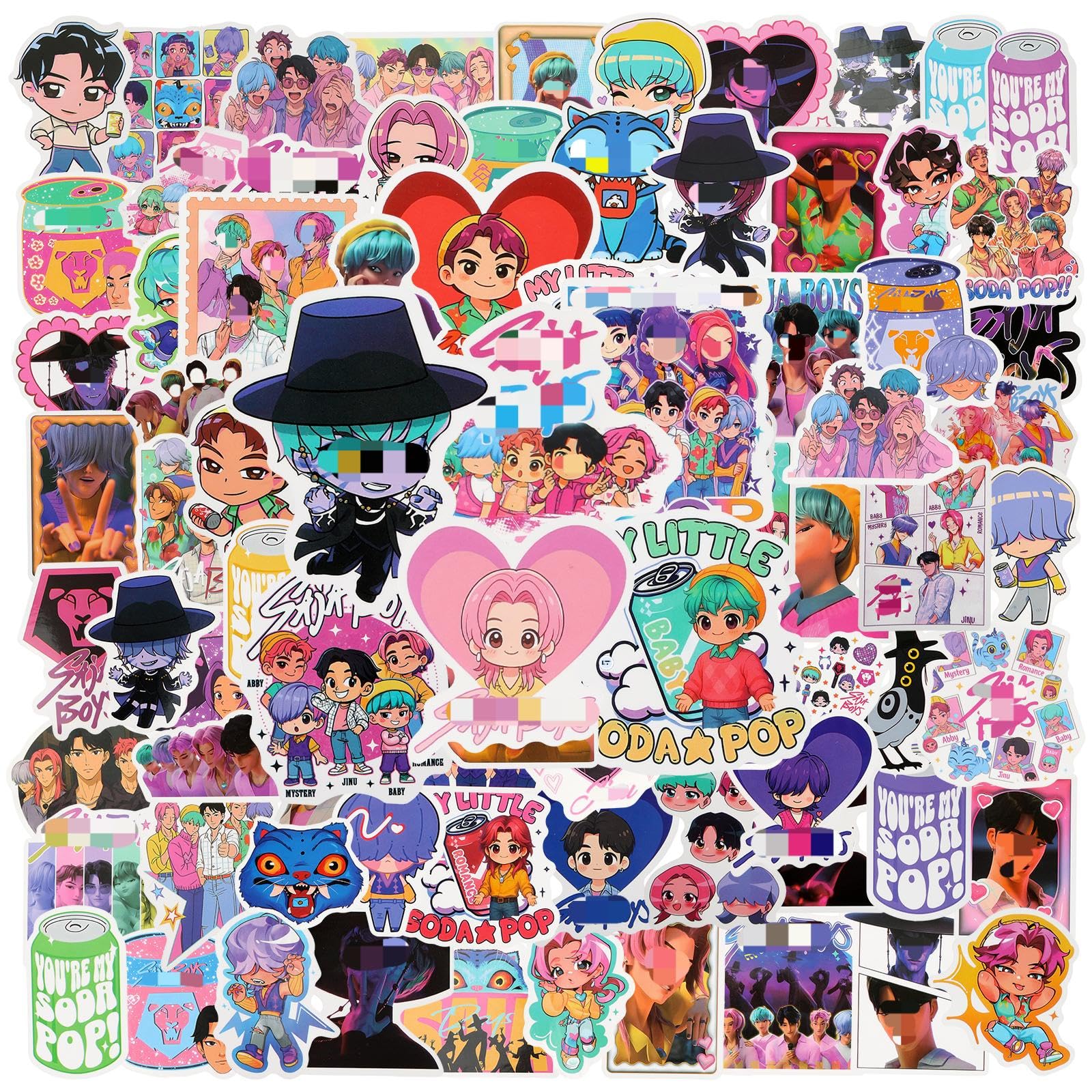 110PCS Demon Stickers, Cartoon Huntrs Stickers for Kids, Vinyl Waterproof Anime Decals Cool Trendy Decals for Water Bottles Laptop Guitar Skateboard Scrapbook