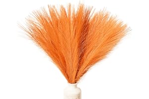 ONLY ART Orange Silk Pampas Grass 20 Stems, 17.7" Faux Pampas with Flexible Stems for New Year and Valentine's Day Chic Home,