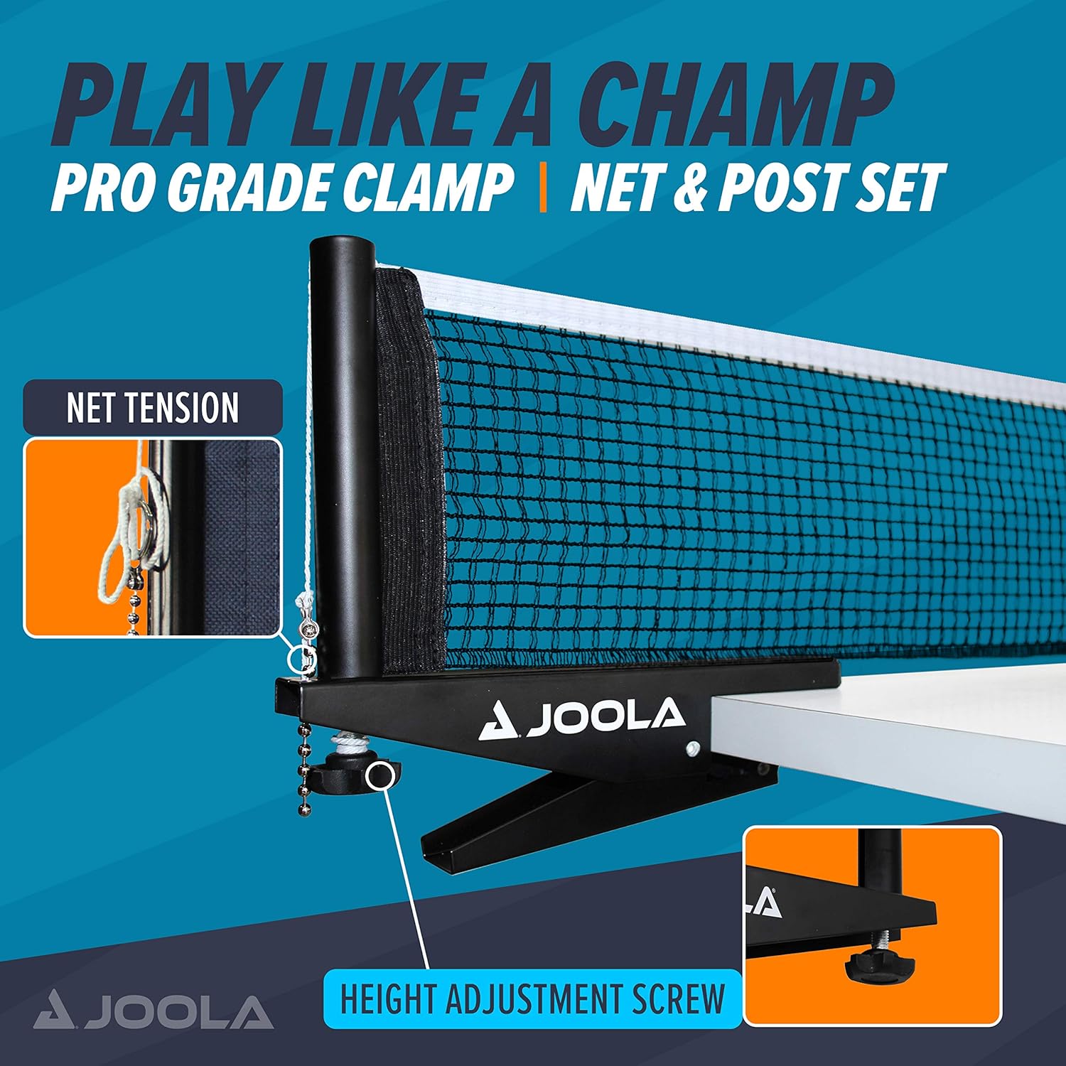 JOOLA Premium Inside Table Tennis Net and Post Set - Portable and Easy Setup 72" Regulation Size Ping Pong Spring Clamp Net, Black : Sports & Outdoors