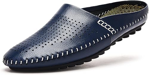 mens leather backless sandals