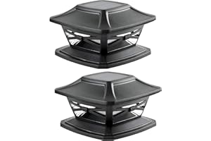 Davinci Lighting Flexfit Solar Outdoor Post Cap Lights - Includes Bases for 4x4 5x5 6x6 Wooden Posts - Bright LED Light - Slate Black (2 Pack)