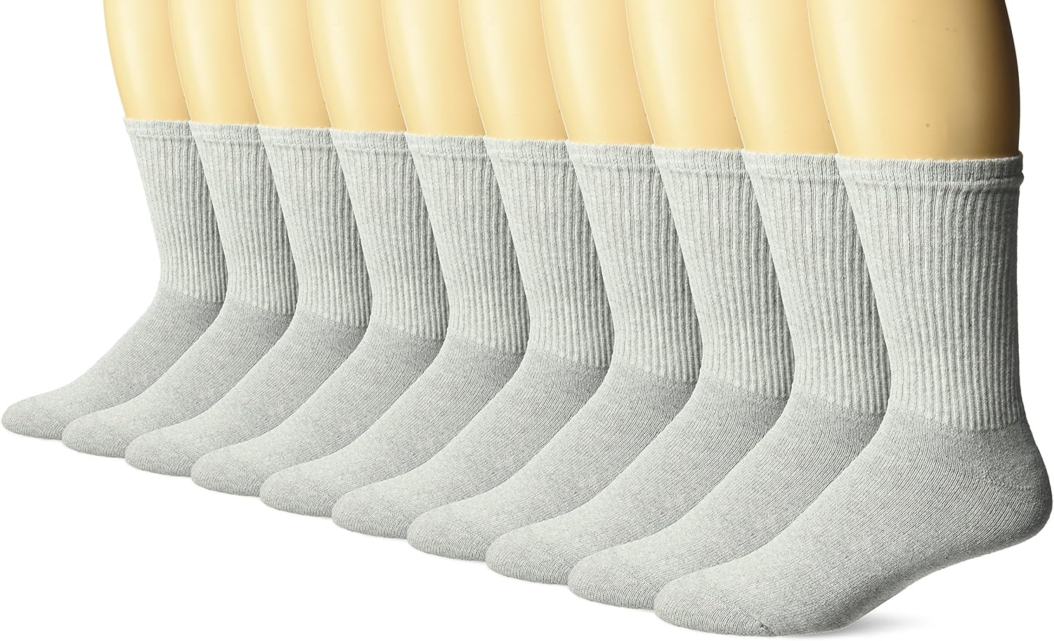 Gildan Men's Crew Socks, 10 Pair Pack, Grey, Shoe Size 612 at Amazon