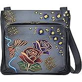 Anna by Anuschka Women's Genuine Leather Large Cross-Body Handbag | Zip-Top Multi-Compartment Organizer