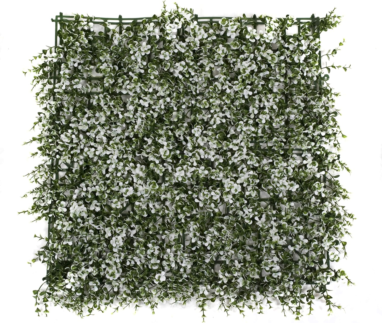 GreenBrokers Artificial Green Wall Hedge with Small White Leaf Foliage (Pack of 4) - UV Stable Vertical Garden