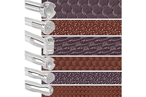 HINZIC 6pcs Professional Leather Stamp, Alloy Steel Leather Carving Stamping Punching Tools for Leather Craft Design Working- Silver