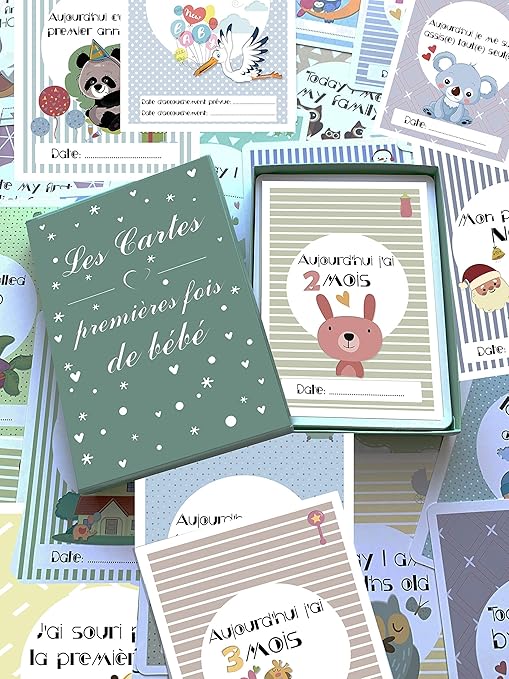 Cartes Premieres Fois De Bebe Et Coffret Souvenir Francais 50 Milestone Cartes Photos Unisexe Futures Mamans Et Par Age Ideal Pour Une Cadeau Amazon Fr Bebes Puericulture