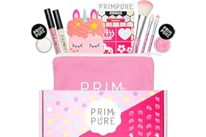 Prim and Pure Mineral Gift Set with Unicorn Mirror| Perfect for Play Dates & Birthday Parties | Kids Eyeshadow Makeup – Mineral | Organic & Natural Makeup Kit for Kids| Made in USA (Pink)