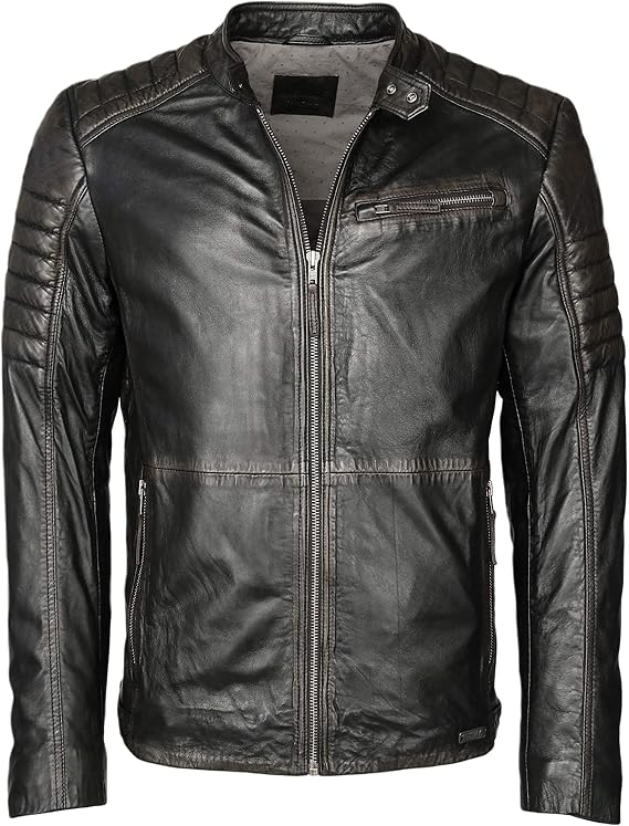 MUSTANG Men's Leather Jacket Modern 3101985 Brown - Brown - L: Amazon.co.uk: Clothing