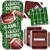 103Pcs Football Party Supplies Football Plates and Napkins Sets Serve 25, Football Party Decorations Football Birthday Party Decorations Game Day Tailgate Decorations