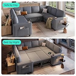 LINSY HOME Sectional Sleeper Sofa with Pull Out