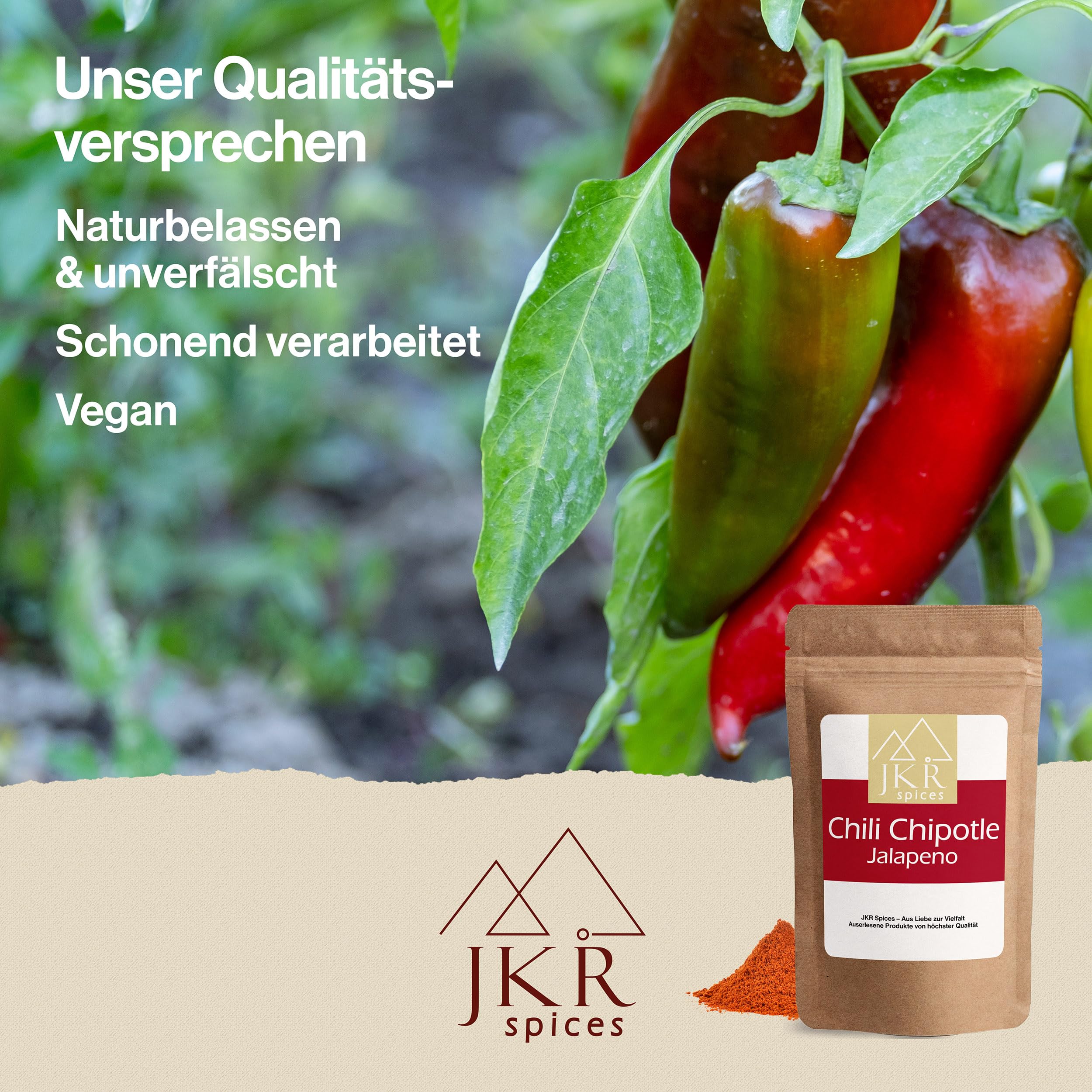 JKR Spices® 250g Chili Chipotle Jalapeno gemahlen | Chilli Pulver geräuchert | Chipotle Chili | Sehr scharfe Chipotle Chilli im wiederverschließbaren Doypack 4