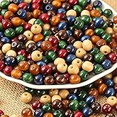 DAHI 1000PCS Colorful Wooden Beads 8mm Assorted Macrame Wooden Loose Spacer Bead Natural Color Wood Beads Painted Wooden Beads for Jewelry Bracelets Making（8mm）