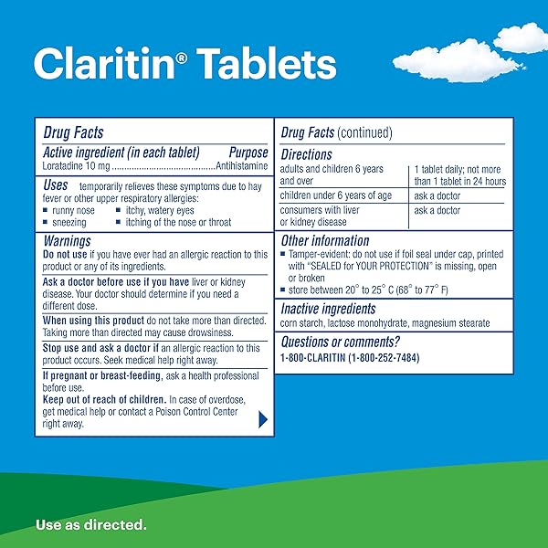 CLARITIN 24 HR NON DROWSY ALLERGY MEDICINE, LORATADINE ANTIHISTAMINE TABLETS, 30 CT