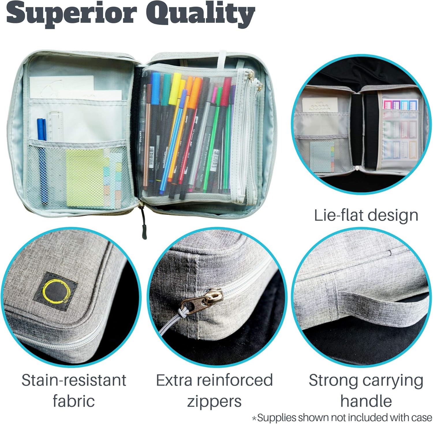 Journal Supplies Storage Case (Gray - Medium) - Custom Travel Organizer Holder for A5 Planner, Pens, Journal Supplies and Accessories (Case Only - Supplies Not Included) : Office Products