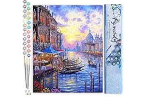 Figured'Art Paint by Numbers Kit for Adults The Grand Canal of Venice 16"x20" - Craft Art Painting DIY Kit Rolled Canvas Without Frame