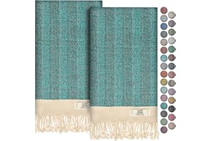 EPHESUS TOWELS Hand Towels - Set of 2 | 18" x 30" - Decorative Turkish Hand Towel for Bathroom, Kitchen, Guest, Face, Hair, Tea, Dishcloth (Herringbone, Oil Green)