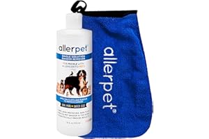 Allerpet Single Solution 16 fl oz Bottle Dander Remover for Pets - Relieves Allergies - Bonus Mitt to Easily Apply Solution to Your Pet