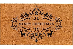 THEODORE MAGNUS Natural Coir Doormat with Non-Slip Backing - 17 x 30 - Outdoor/Indoor - Christmas Door Mat - Christmas - Merry Christmas - COIR-1730-15-301