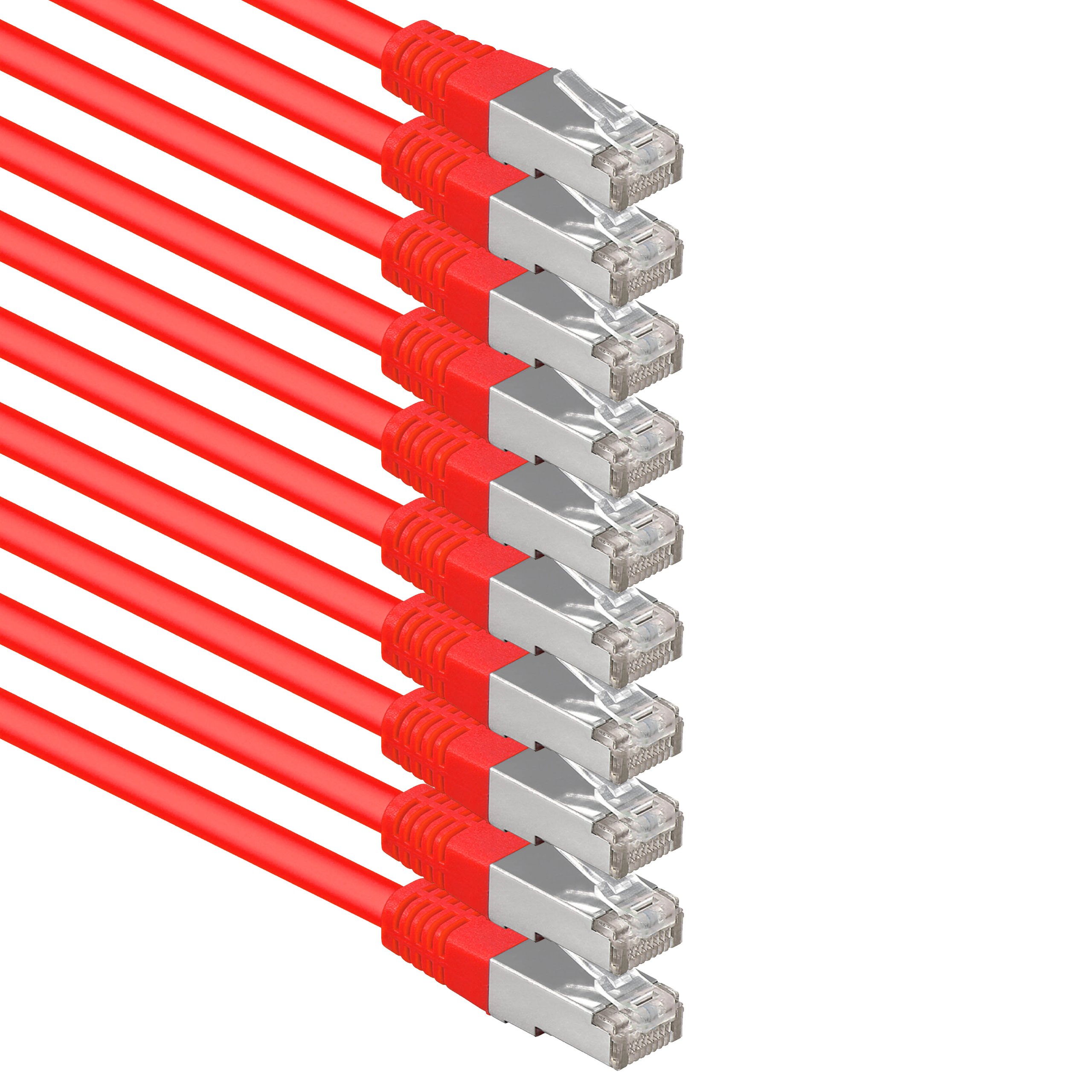 1aTTack.de 2 m red - pack of 10 Cat.6 patch cable network cable CAT6 S-FTP Gigabit Lan PIMF CAT 6 copper CU halogen-free Internet DSL game console Smart TV