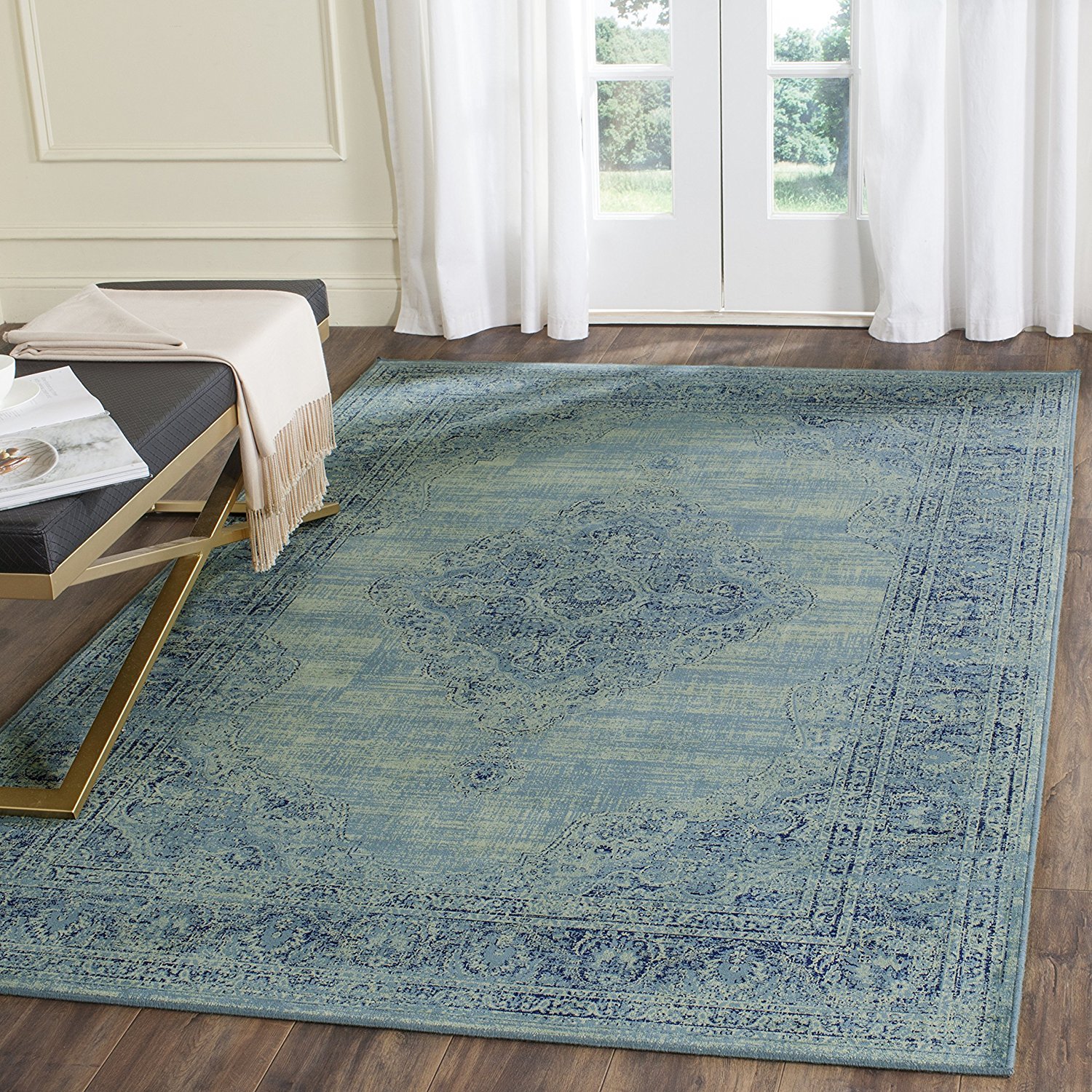 Safavieh Traditional Indoor Woven Rectangle Area Rug, Vintage Collection, VTG112, in Turquoise / Multi, 99 X 170 cm for Living Room, Bedroom or Any Indoor Space