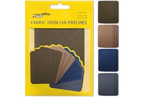 ZEFFFKA Premium Quality Fabric Iron-on Patches Inside & Outside Strongest Glue 100% Cotton Deep Blue Khaki Gray Brown Repair 