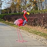 Xinkulas Garden Decor Christmas Flamingo Yard Art Decor Large Metal Flamingo Statues for Outdoor Indoor Decorations, Outside Patio, Pool, Lawn