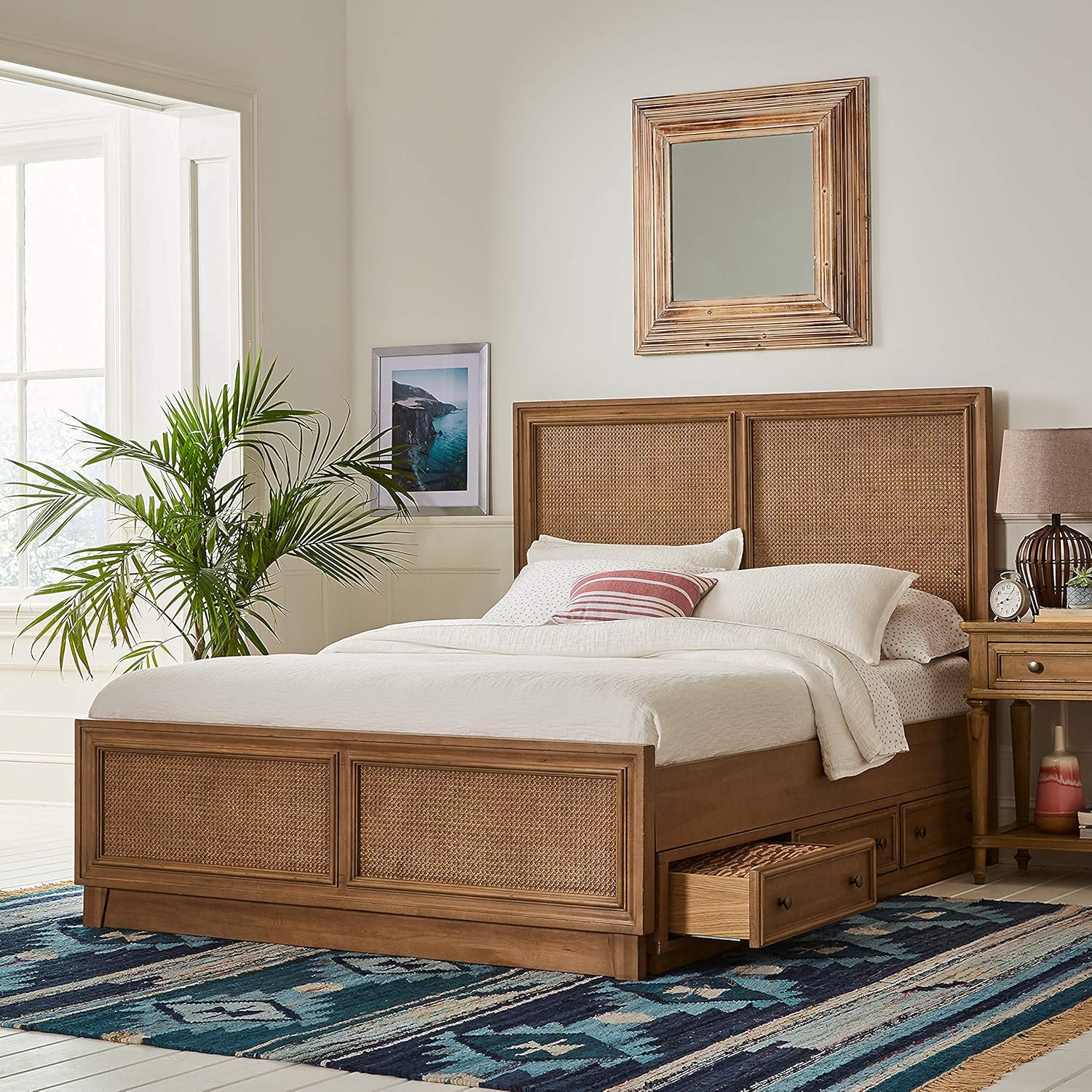 Amazon Brand – Stone & Beam Casual Geometric Cotton Area Rug, 5 x 8 Foot, Flatweave, Grey, Orange, Blue