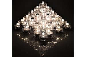 Samyo Waterproof Wedding Submersible Battery LED Tea Lights Underwater Sub Lights- Wedding Centerpieces Party Decorate (Warm 