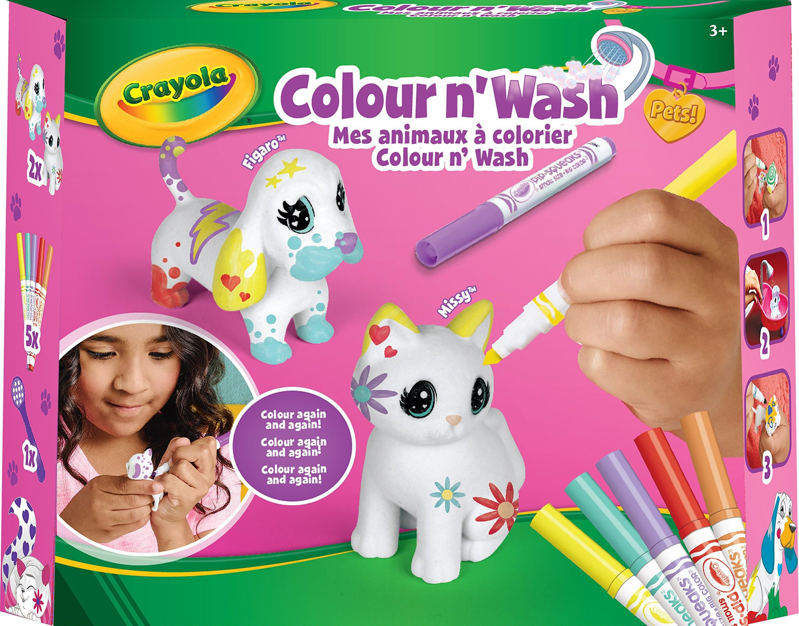 Crayola Color'N'Wash Pets My Animals to Colour Kit Rabbit and Cat