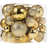 32Pcs Gold Christmas Ornaments Set, Shatterproof Christmas Tree Ornaments | Gold Ornaments For Christmas Tree, Hanging Christmas Decorations Indoor, Christmas Decor, Mixed Size Shatterproof Balls