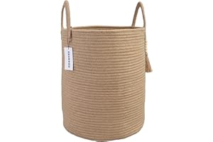 XUANGUO Rope Laundry Basket Laundry Hamper for Clothes Woven Storage Basket for Living Room Bedroom Boho Tall Rope Baskets for Blanket Toys Pillow Towels Baby Nursery Hamper Bin jute