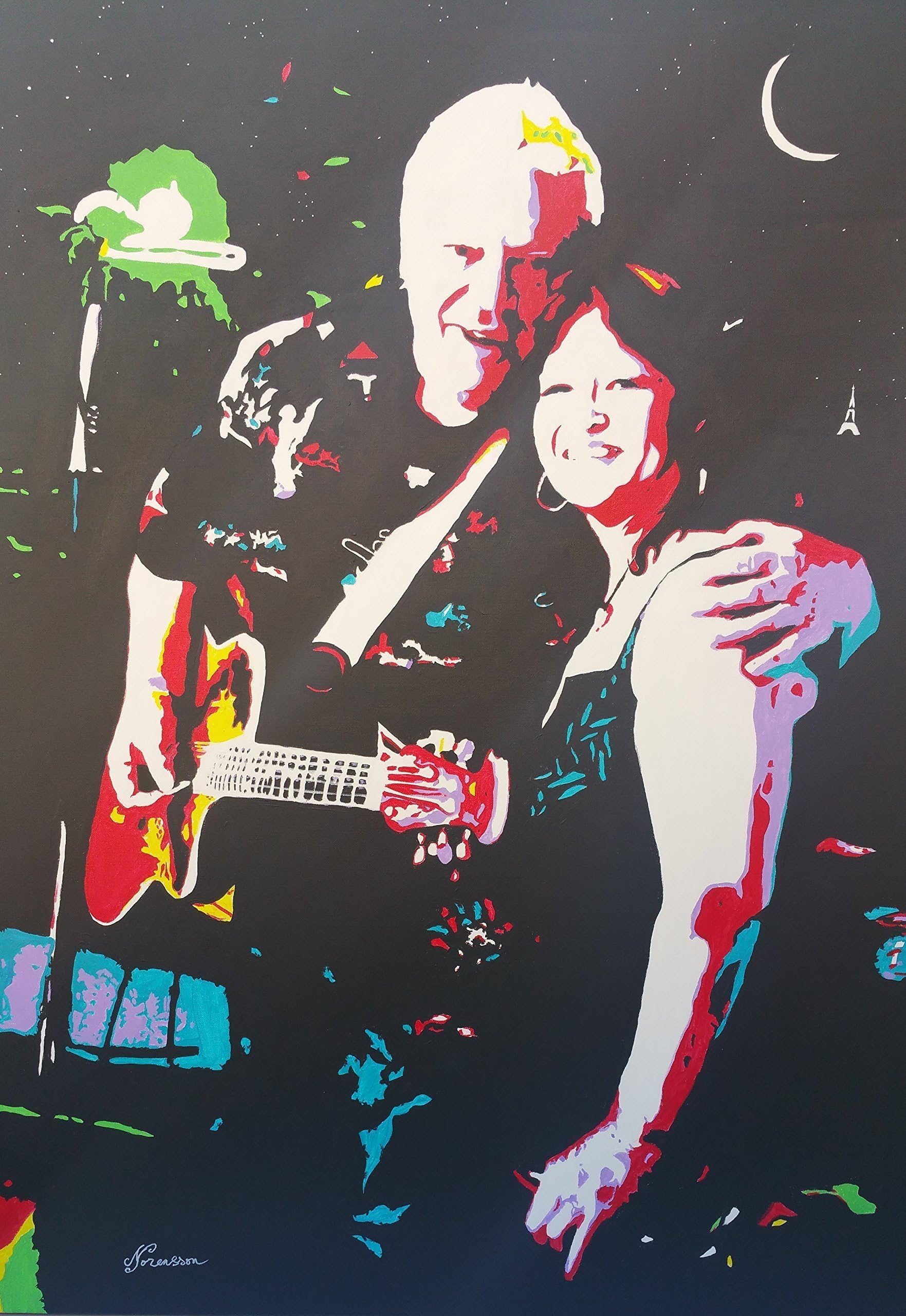 LARGE 3' x 4' Custom POP ART PORTRAIT Original Painting in this same style with black background. Hand Painted - Family portrait - Man portrait - Woman portrait - Couple portrait