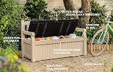 Keter Eden Bench 265L Outdoor Storage Box Beige Brown Wood Panel Effect view 2