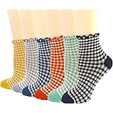 woosnscly Womens Cute Socks Ruffle Ankle Socks Novelty Frilly Mid Crew Sock Fancy Lettuce Trim Turn Cuff Casual Low Cut Sock
