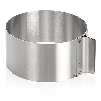 Wenco Tortenring mit verstellbarem Durchmesser von 16 bis 30 cm, Rostfreier Edelstahl, Silber, 541718