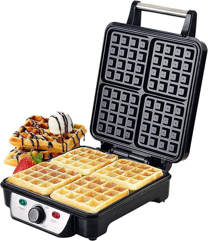 GEEPAS 4 Slice Waffle Maker, Black/Silver, GWM36503UK Buy Online at