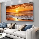 Yuaxker Beach Wall Art Modern Minimalist Wall Prints Aesthetic Artwork for Living Room Bedroom Dining Room Office Home Decor 24x48inch