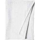 Vera Wang - Queen Blanket, Luxury Cotton Bedding, Super Soft Essentials with Waffle Weave Knit (Waffleweave White, Queen)