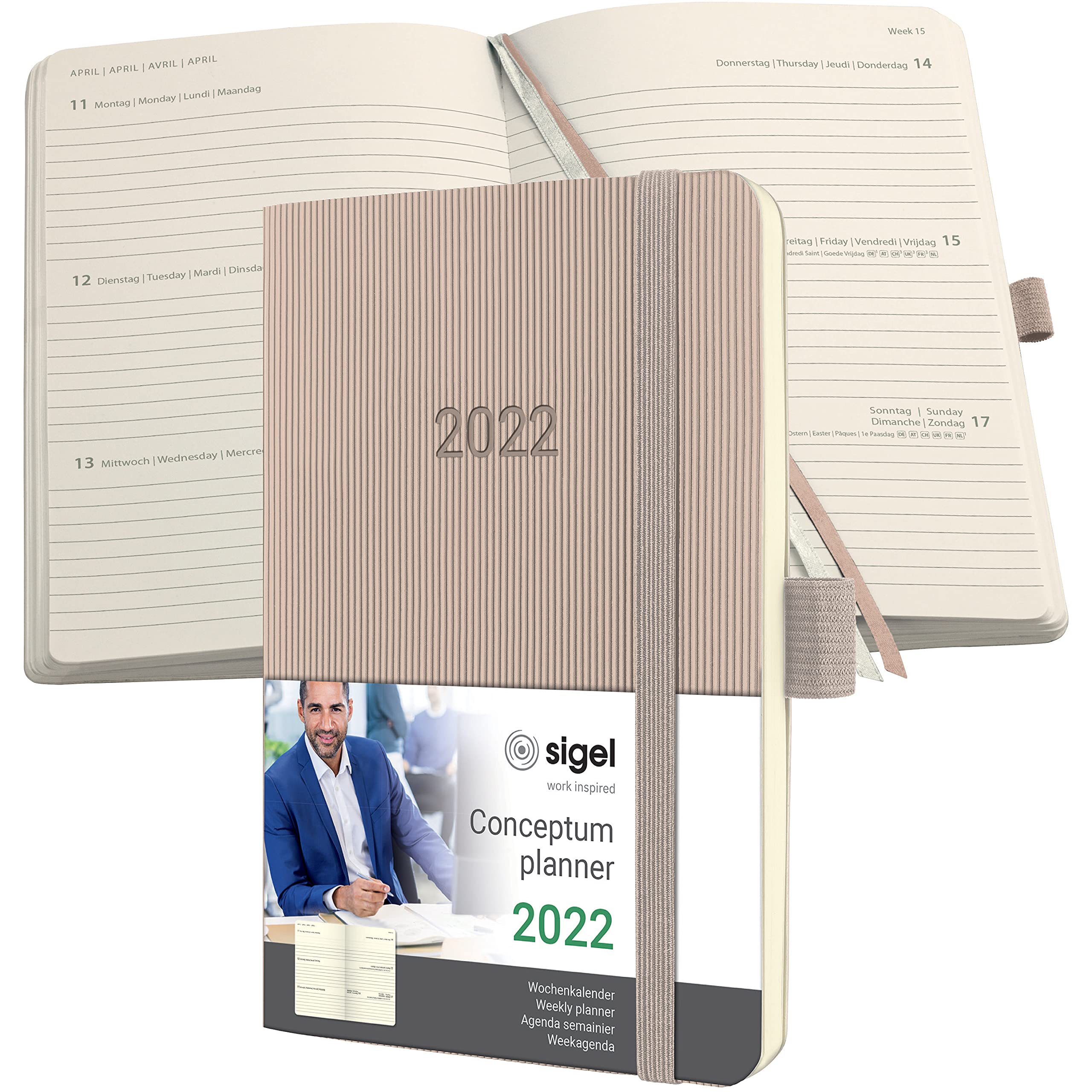 Sigel C2231 Conceptum Weekly Planner 2022-9,3 x 14 cm - Softcover - 176 Pages - Taupe
